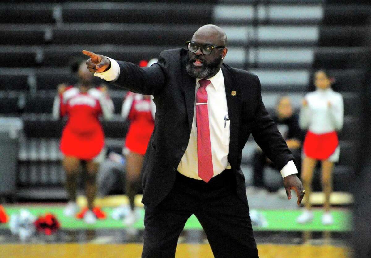 Wilbur Cross coach Kevin Walton during action against Hillhouse in New Haven in 2019.