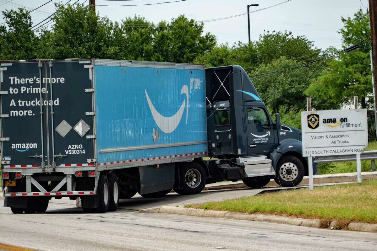 A truck enters an Amazon facility Callaghan Road on Tuesday, June 23, 2020.