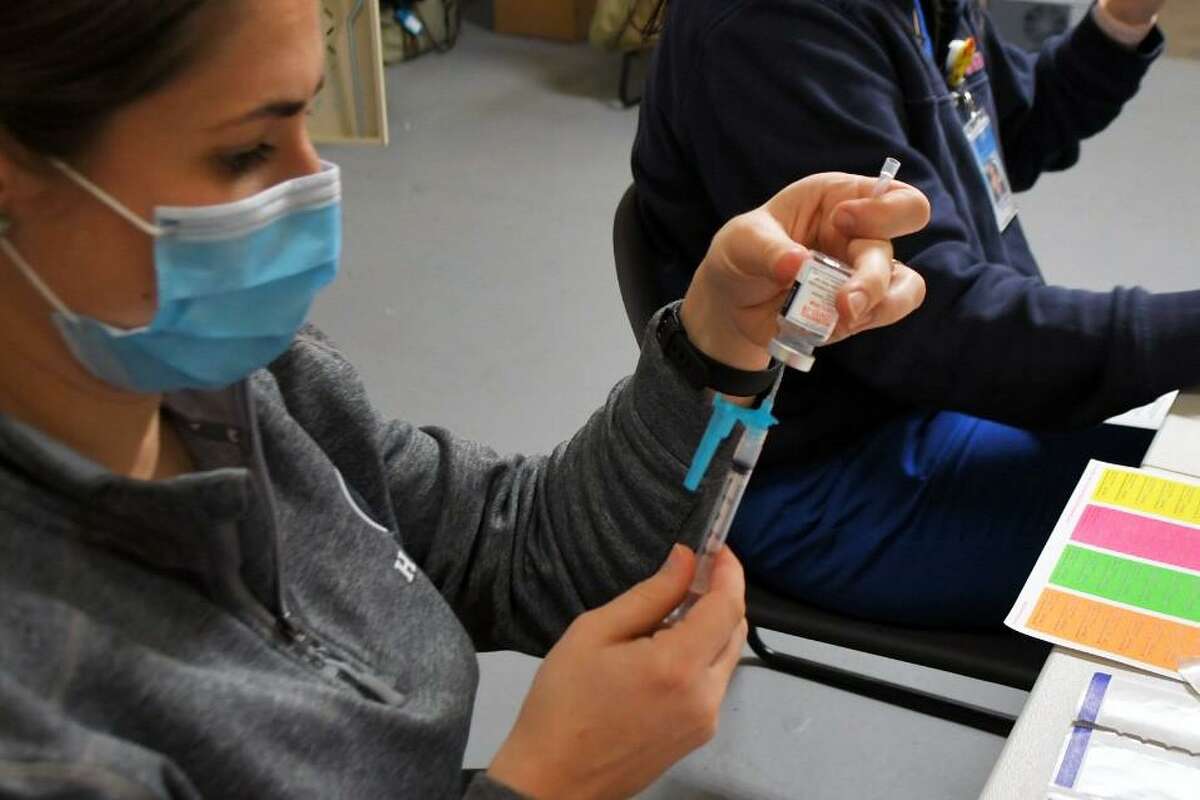 A COVID-19 vaccination clinic at Southwest Community Health Center in Bridgeport administered close to 900 doses of the Moderna vaccine March 4, 2021.