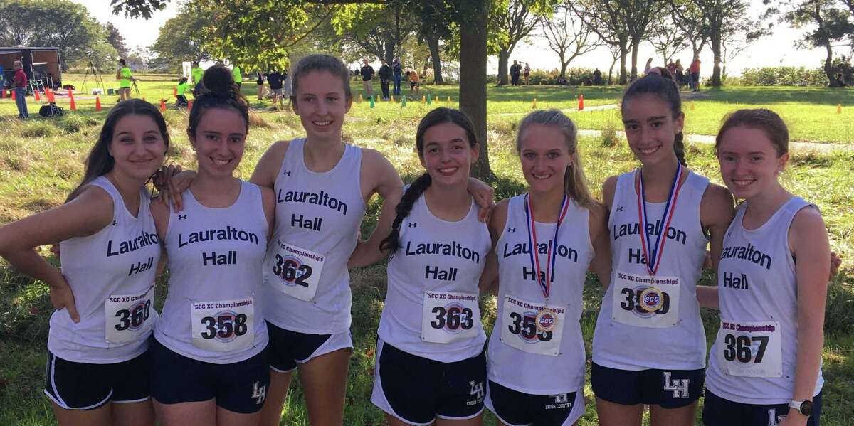 Julianna LaMagna, Brooke Jones, Grace McCormack, Laurel Micholovich, Carys Cook, Kelly Jones and Maggie Willer helped Lauralton to a program best 7th place finish at the SCC championships.