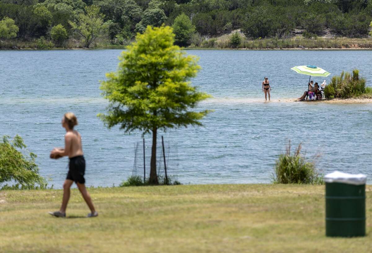People are seen on June 17, 2020 at Borne City Lake Park.