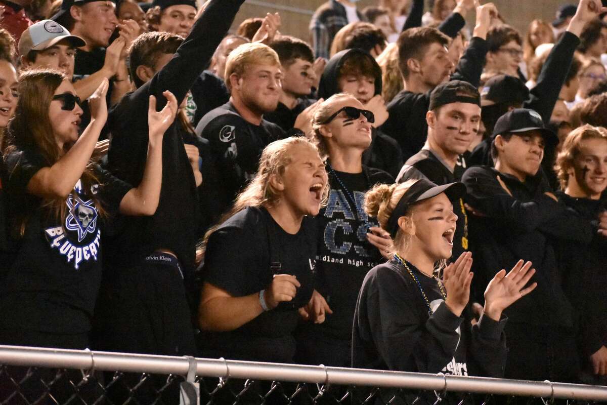 Midland High students cheer and scream at the "Yell Night" event held on Wednesday, Oct. 20, 2021 at the Midland High Stadium. (Photo Provided/Sydney Miller) 