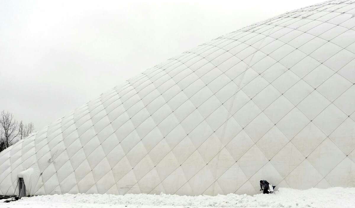 Plans for the proposed domed sports complex in Wilton, much like the Danbury Sports Dome pictured here, are not likely to be ready for a public vote in January, per Parks and Recreation Director Steve Pierce,