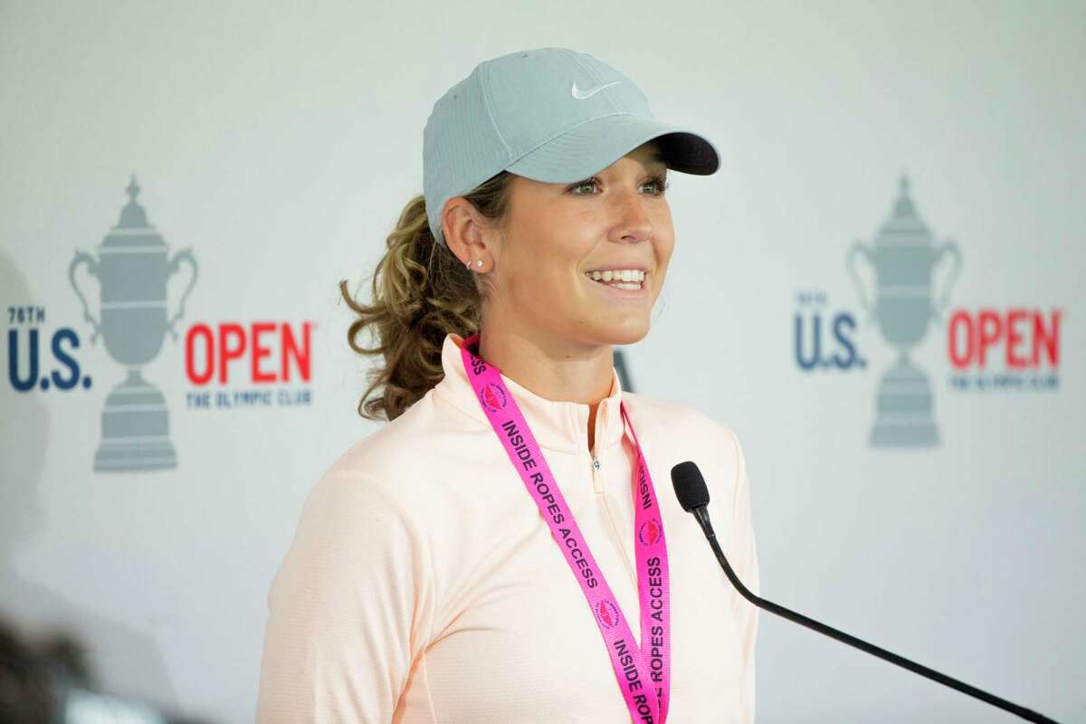 Rachel Heck speaks before her practice round for the U.S. Women’s Open at the Olympic Club in San Francisco in June.