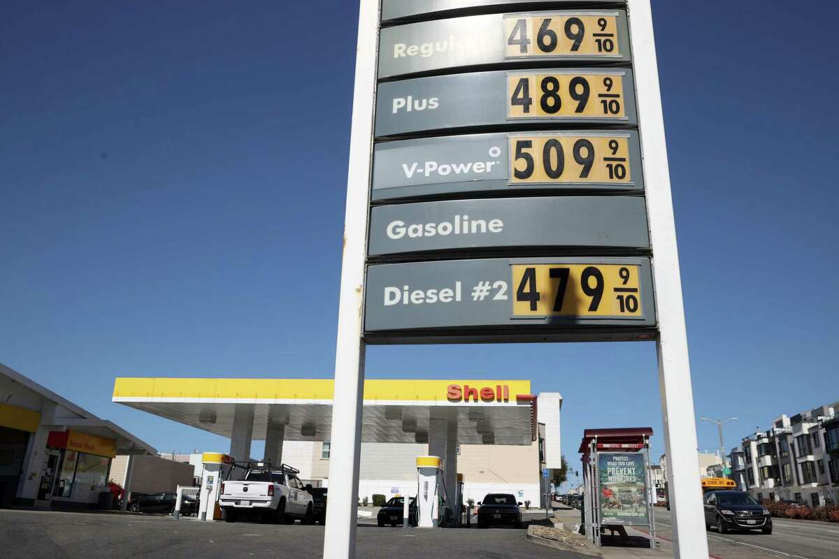 SAN FRANCISCO, CALIFORNIA - OCTOBER 12: Gas prices over $4.00 a gallon are displayed at a Shell station on October 12, 2021 in San Francisco, California. The San Francisco Bay Area has the highest gas prices in the United States with an average price of $4.55 per gallon of regular unleaded. The national average is $3.31 per gallon, up 6 cents over the last two weeks and over $1.00 since last year. (Photo by Justin Sullivan/Getty Images)