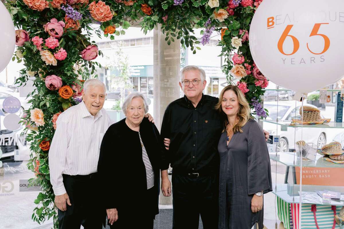 (From left to right) Frank Burge, Sr. Ginny Burge, Frank L. Burge, Jr., Susie Burge celebrate 65 years in business for Rice Village's oldest Salon and Spa.