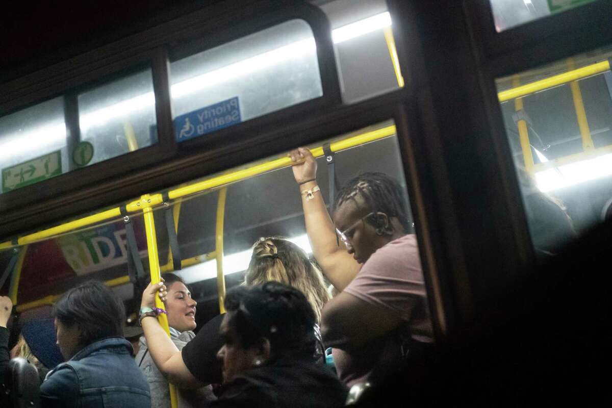 Muni buses were full on Fulton Street after the Outside Lands festival 2019. This year, the music and arts festival will take place on Halloween weekend, which could stress San Francisco’s transit system.