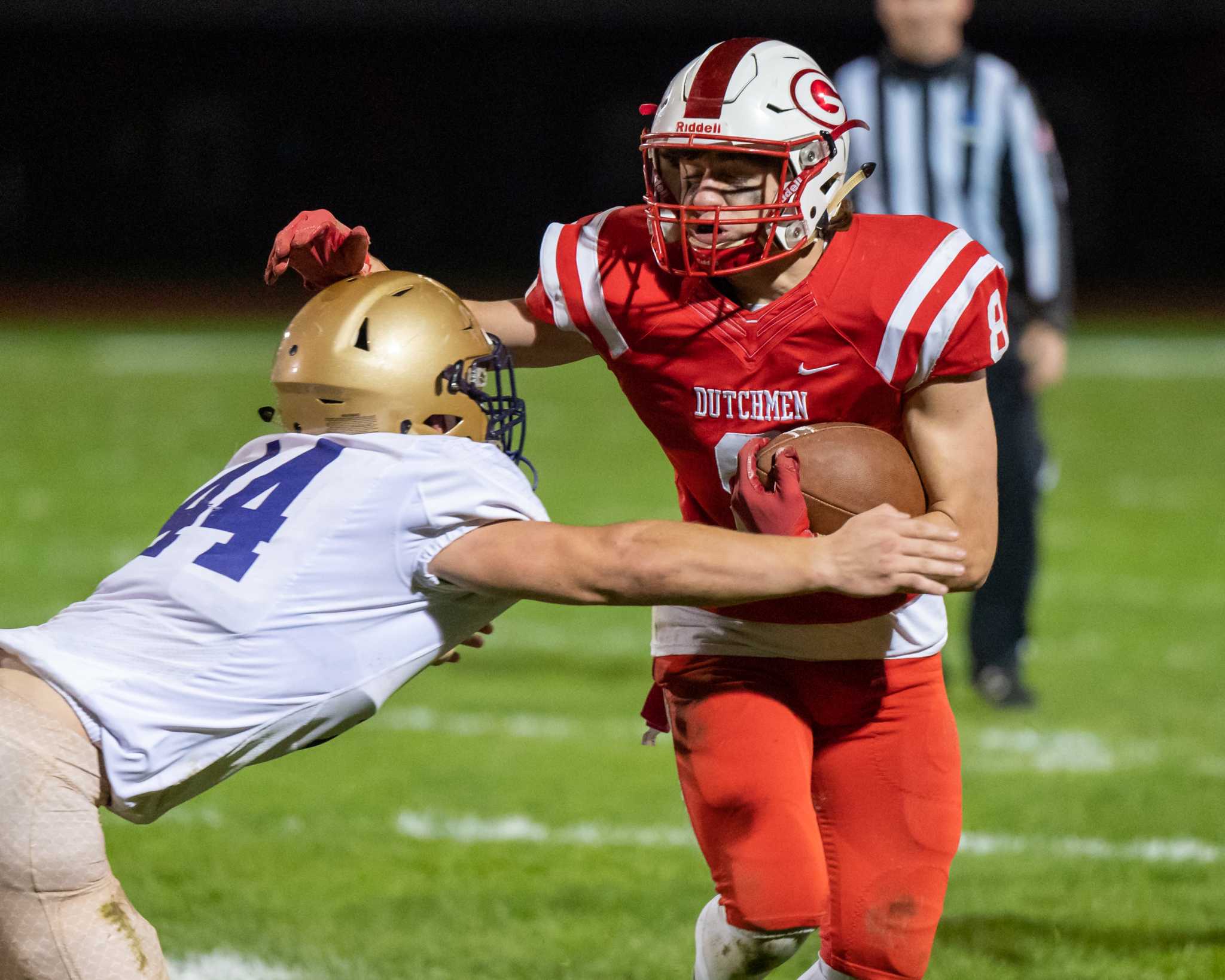 Guilderland football starts slow and finishes fast to beat CBA 177
