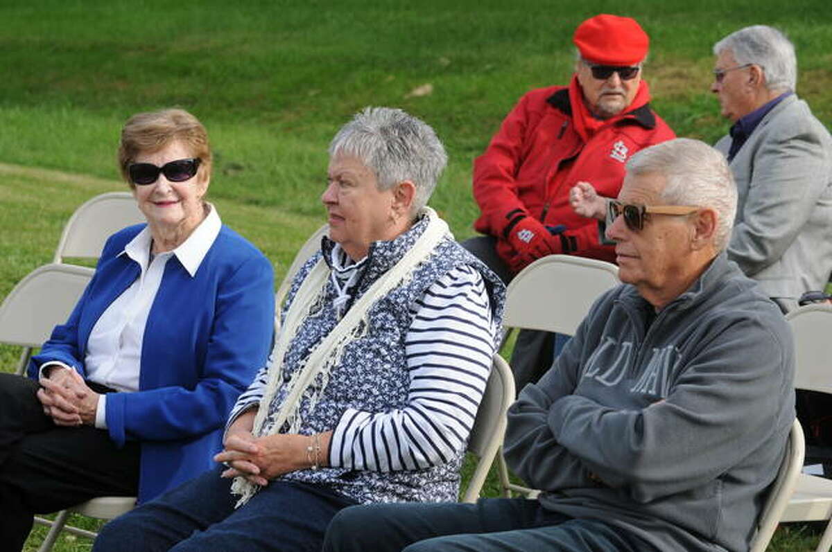 Eldon “Twirp” Williams’ wife Jacquelyn, his brother and sister-in-law listen during Saturday’s dedication of the Eldon “Twirp” Williams Memorial Highway.