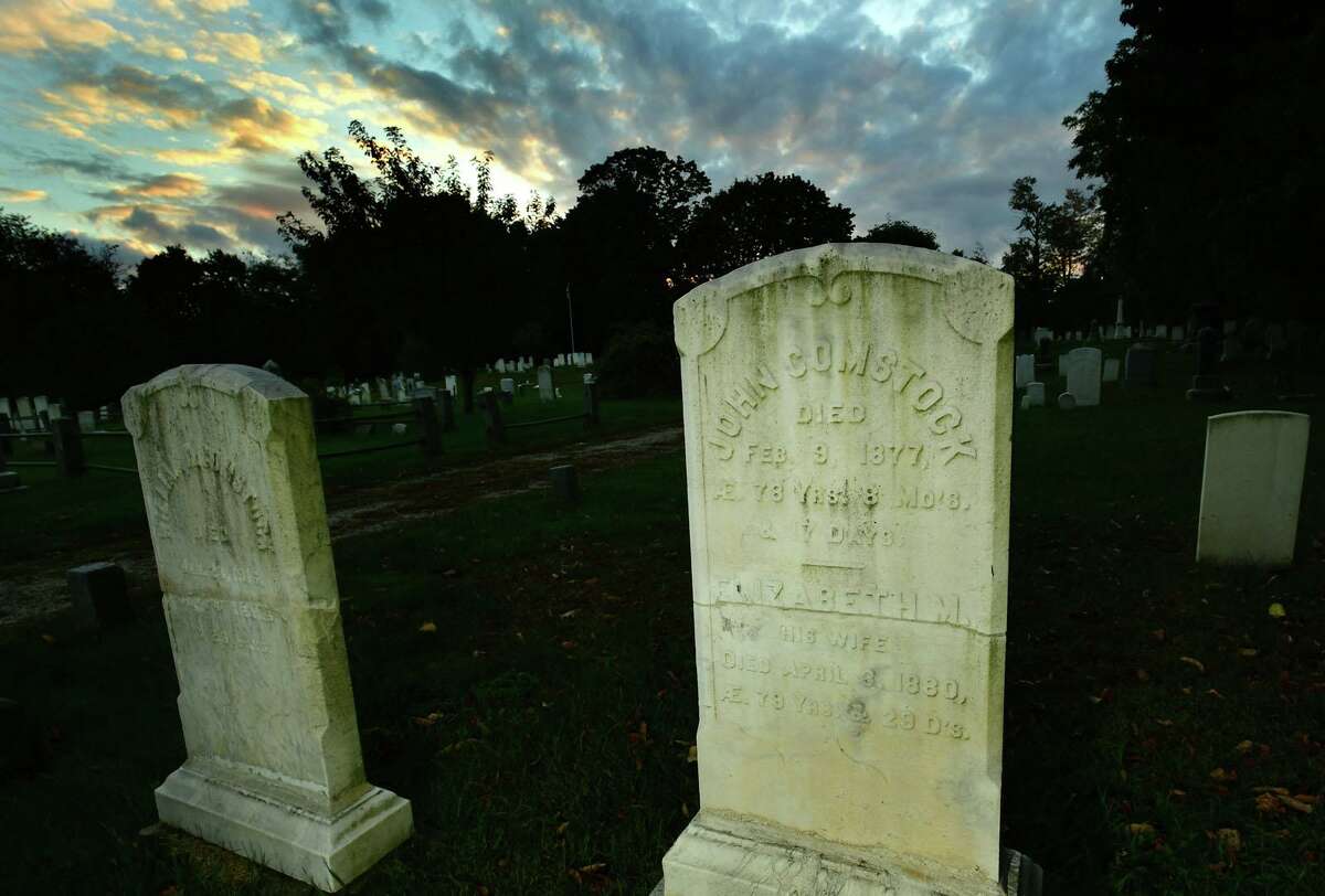Pine Island Cemetery, supposedly graced by the ghost of Henry Workman, Friday, October 23, 2021, in Norwalk, Conn. Another haunted site is said to be the The Metro North Walk Bridge where a New Haven-bound train went off the tracks in the nineteenth century.