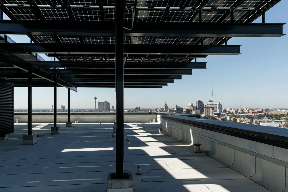 The roof of the Credit Human building at 1703 Broadway St. features thousands of solar panels, which dramatically reduces the building’s energy usage. The roof also has drains that collect rainwater for various nondrinking uses throughout the building, which results in buying 97% less water than other buildings its size.