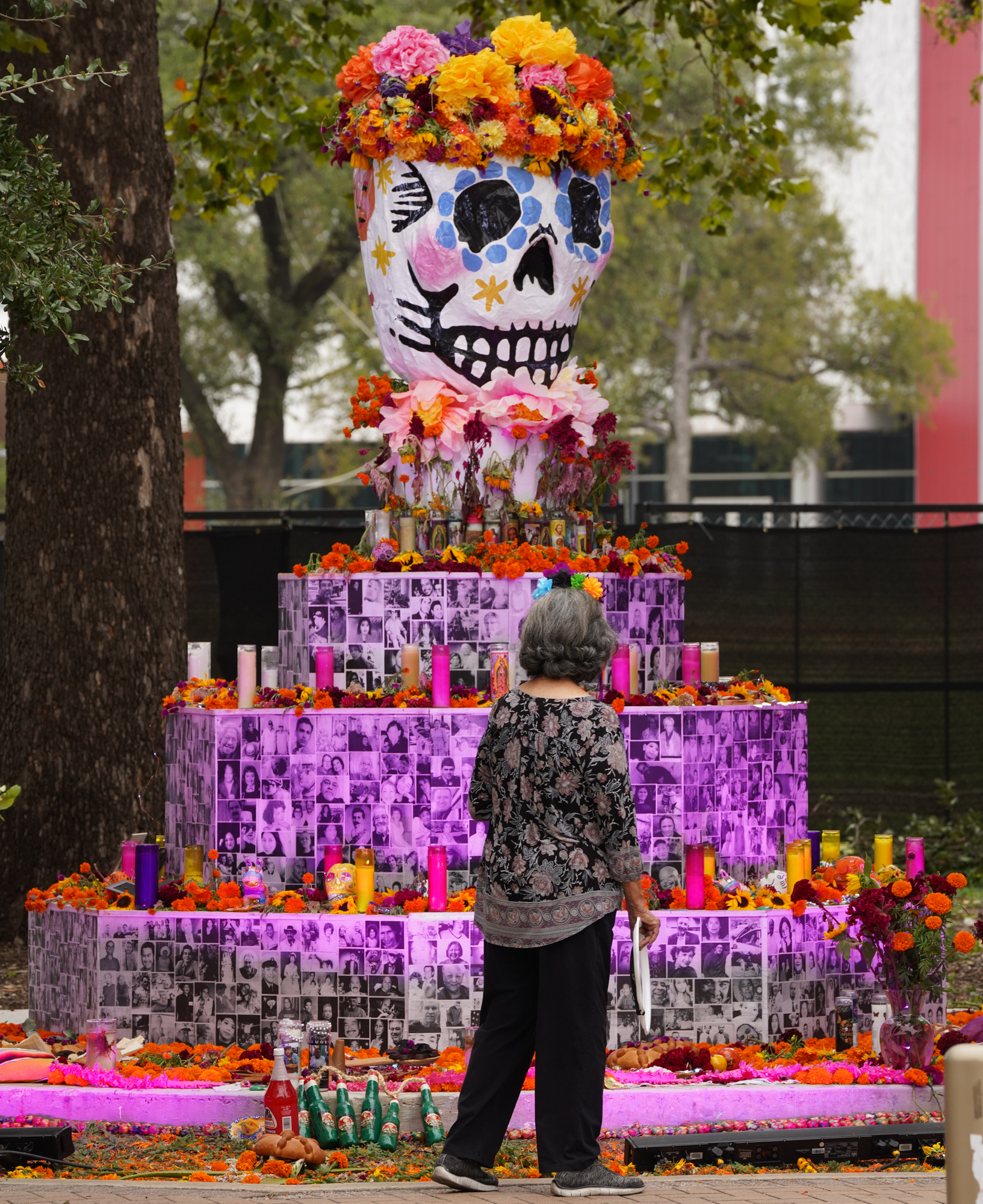 DAY OF THE DEAD LADY WITH FLOWERS AND GLITTER MEXICO WITH FREE SHIPPING 