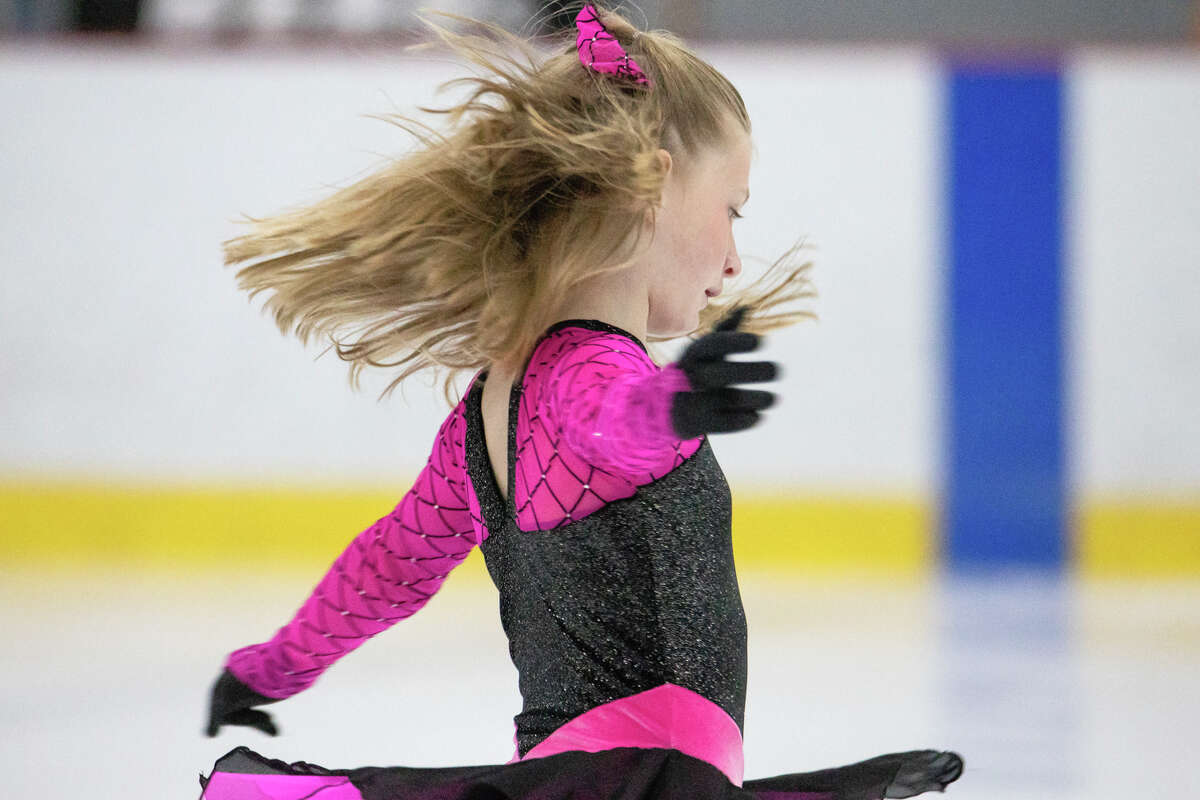 Emma Labrie of Sk8 Bay Figure Skating Club performs at Skate Midland, Saturday, Oct. 23, 2021 at the Midland Civic Arena. (Drew Travis/for the Daily News)