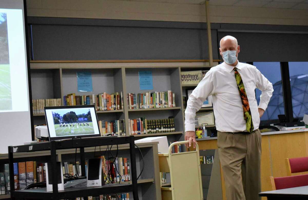 Reed City Area Public Schools superintendent Michael Sweed highlighted the school band's success and upcoming performances during the monthly board meeting on Oct. 18. (Herald Review photo/Olivia Fellows)