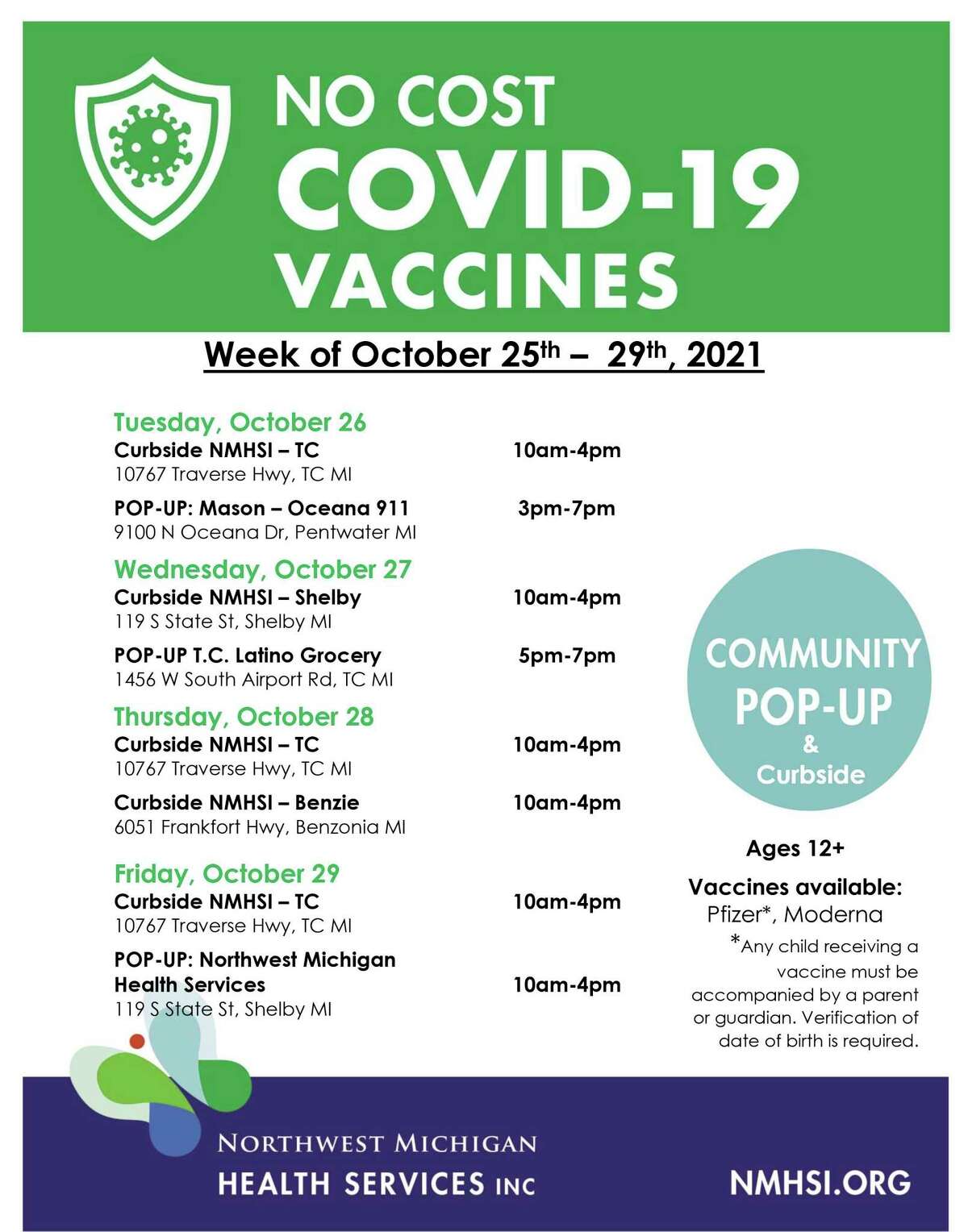 Northwest Michigan Health Services To Hold Covid-19 Vaccine Clinics