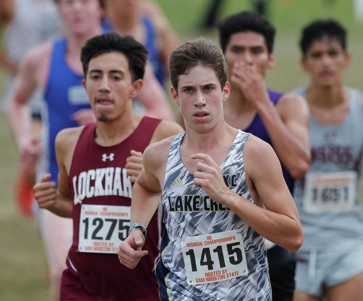 Lake Creek’s Carter Gordy finished first in the Region III-5A cross country meet, Monday, Oct. 25, 2021, in Huntsville