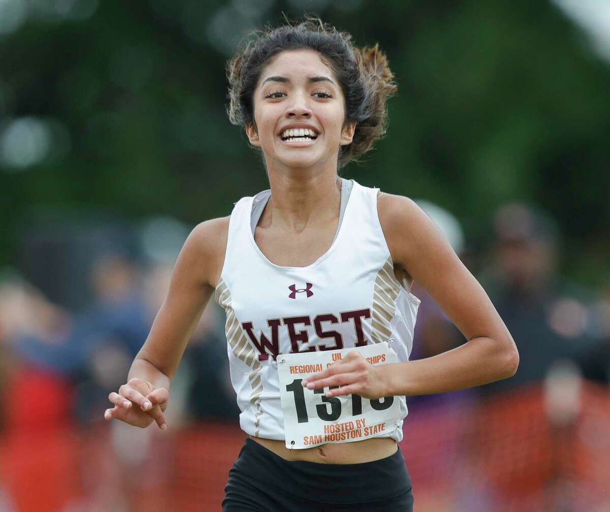 Magnolia West’s Valerie Haros finished eighth overall in the Region III-5A cross country meet, Monday, Oct. 25, 2021, in Huntsville