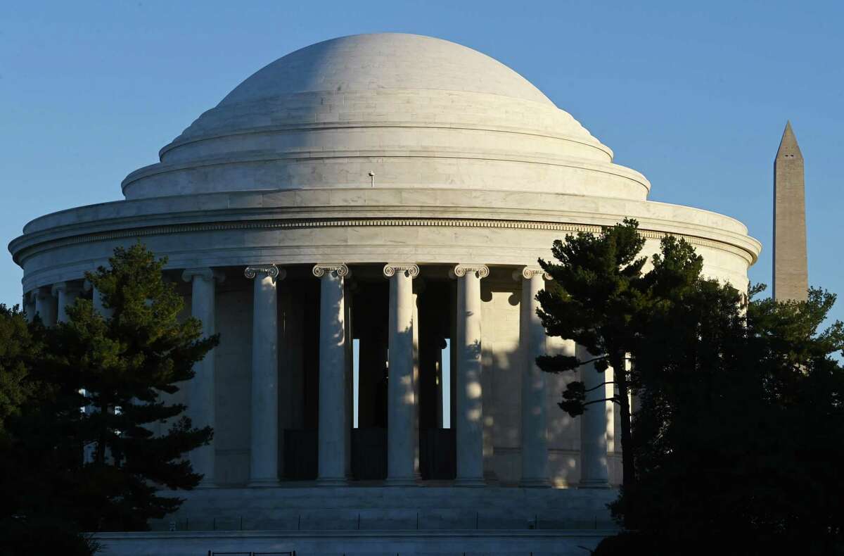 The Jefferson Memorial is seen on Tuesday October 19, 2021 in Washington, DC. The dome of the memorial has been restored along with other portions of the building.