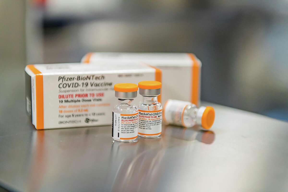 This October 2021 photo provided by Pfizer shows kid-size doses of its COVID-19 vaccine in Puurs, Belgium. The vaccine appear safe and nearly 91 percent effective at preventing symptomatic infections in 5- to 11-year-olds, according to study details released Friday, Oct. 22, as the U.S. considers opening vaccinations to that age group.