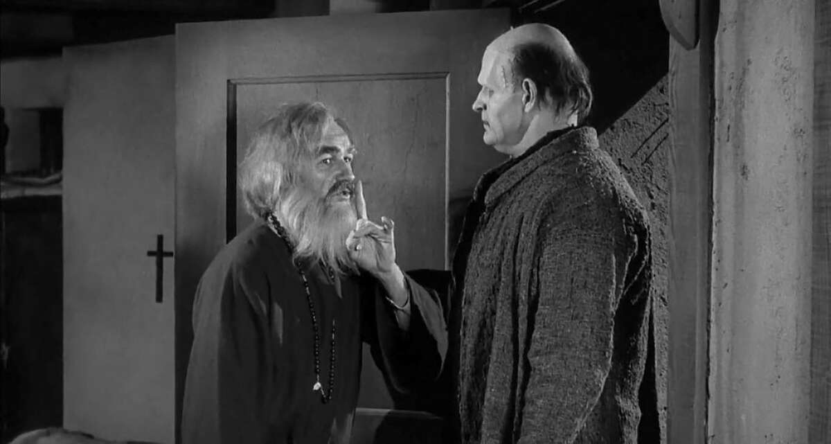 It's two, two, two holidays in one in this scene from 1974's "Young Frankenstein," starring an uncredited Gene Hackman as Harold, the blind hermit, and Peter Boyle as the Monster.