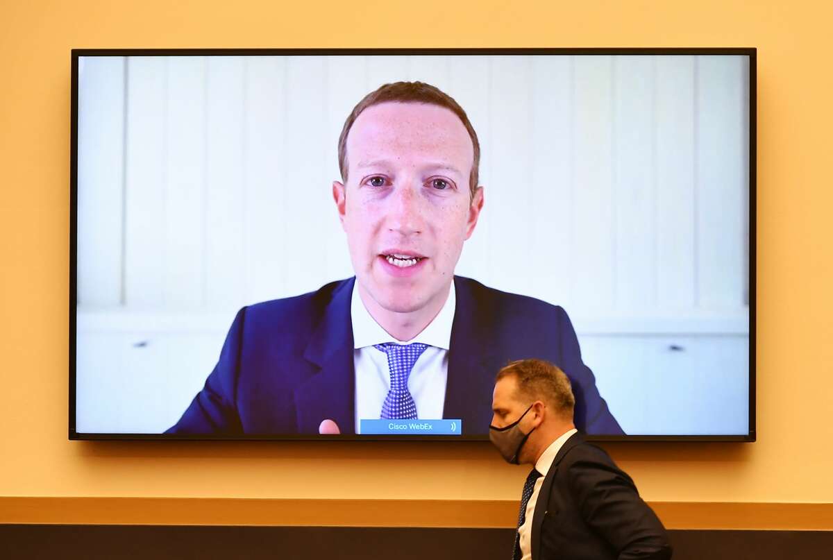 Facebook CEO Mark Zuckerberg speaks via video conference during a House Judiciary Subcommittee on Antitrust, Commercial and Administrative Law hearing. (Photo by Mandel Ngan-Pool/Getty Images)