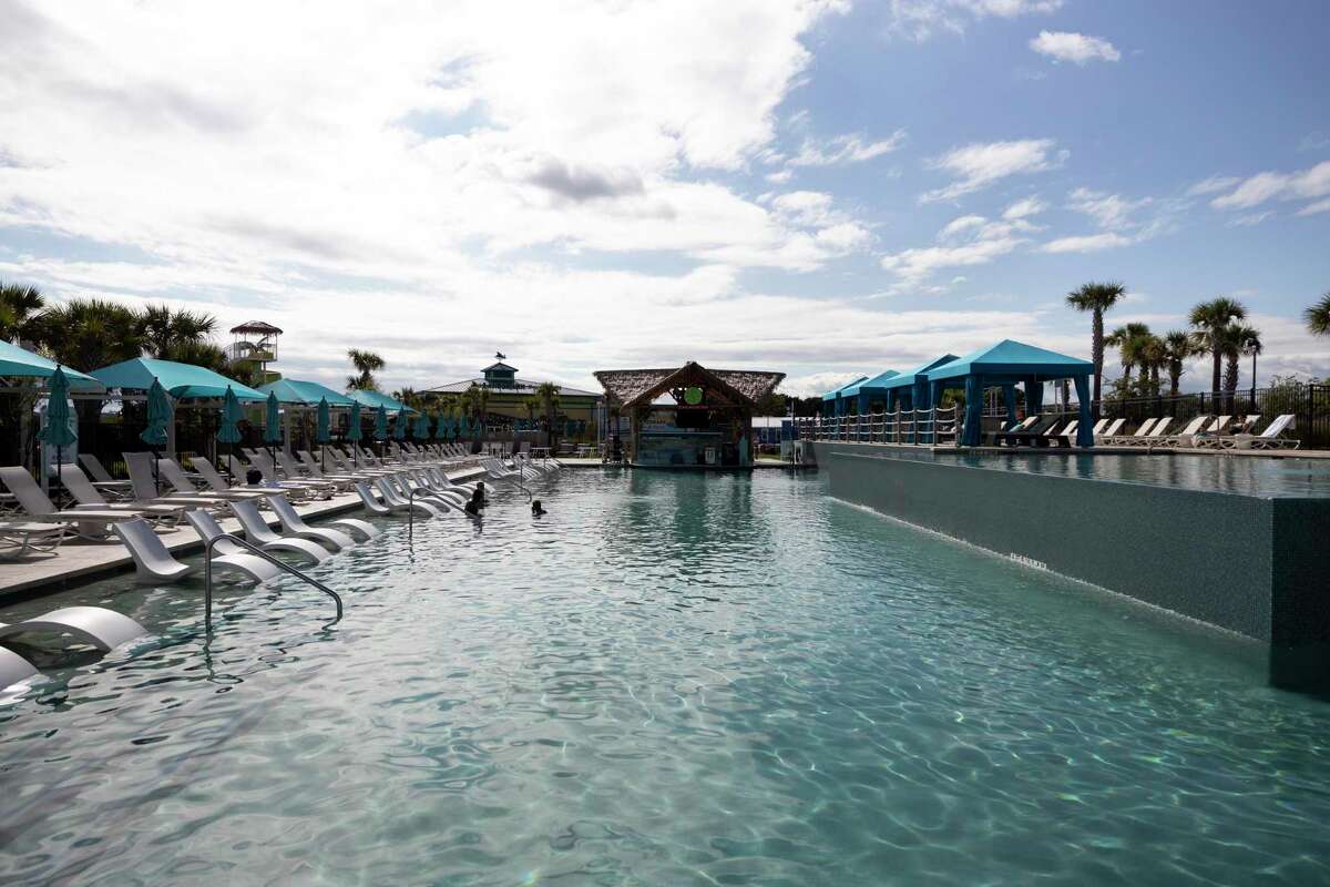 The pool area at Margaritaville is seen, Wednesday, Sept. 15, 2021, in Lake Conroe.