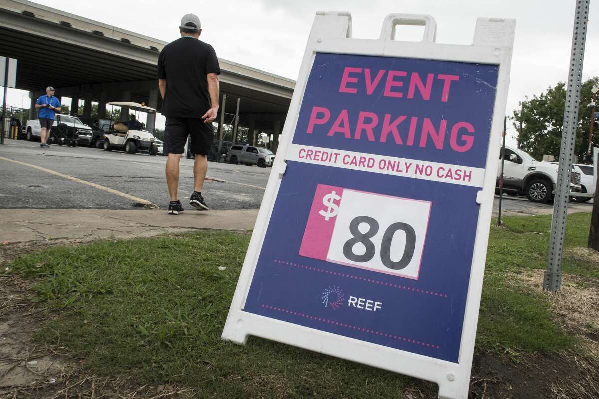Parking in one lot near Minute Maid Park reaches $80 before Game 1 of the World Series on Tuesday, Oct. 26, 2021, in Houston.