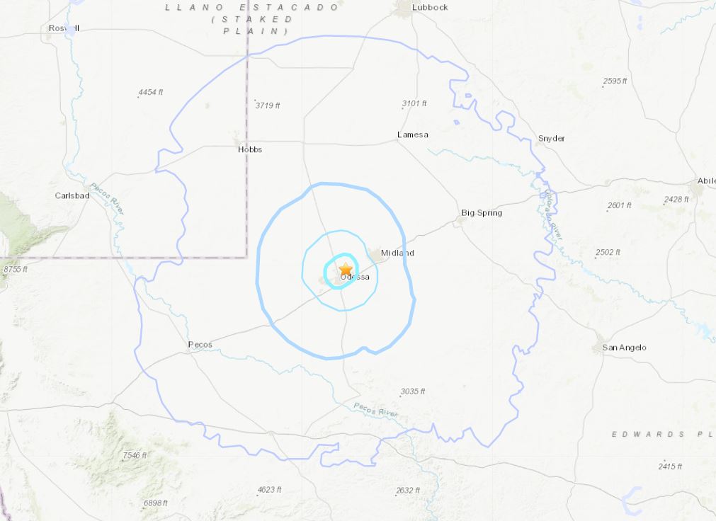 USGS records 2 earthquakes near Odessa