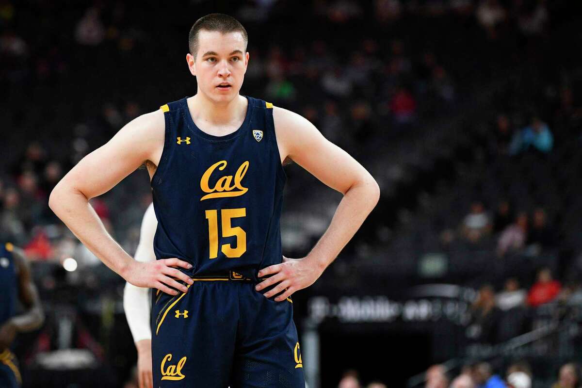 Cal forward Grant Anticevich waits for play to resume in a March 11 game against Stanford in the Pac-12 tournament in Las Vegas.