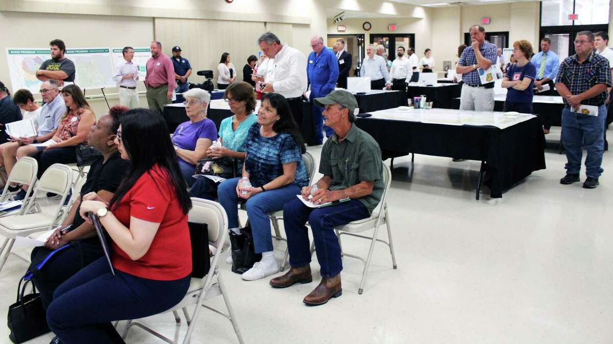 The Harris County Flood Control District held a public meeting on July 19, 2018 at the May Community Center in Huffman to present proposed projects for Cedar Bayou that could be funded by the $2.5 billion bond that will be voted on in August.