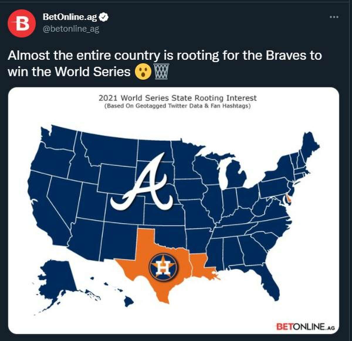 Only two other states join Texas in rooting for the Astros