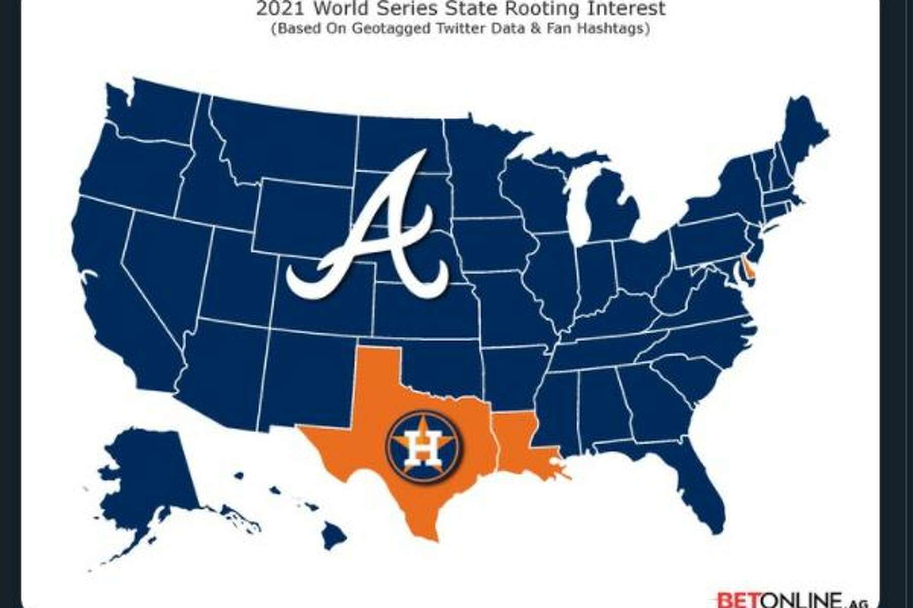 Houston On World Map Map Shows Most Of The U.s. Wants The Houston Astros To Lose The World Series