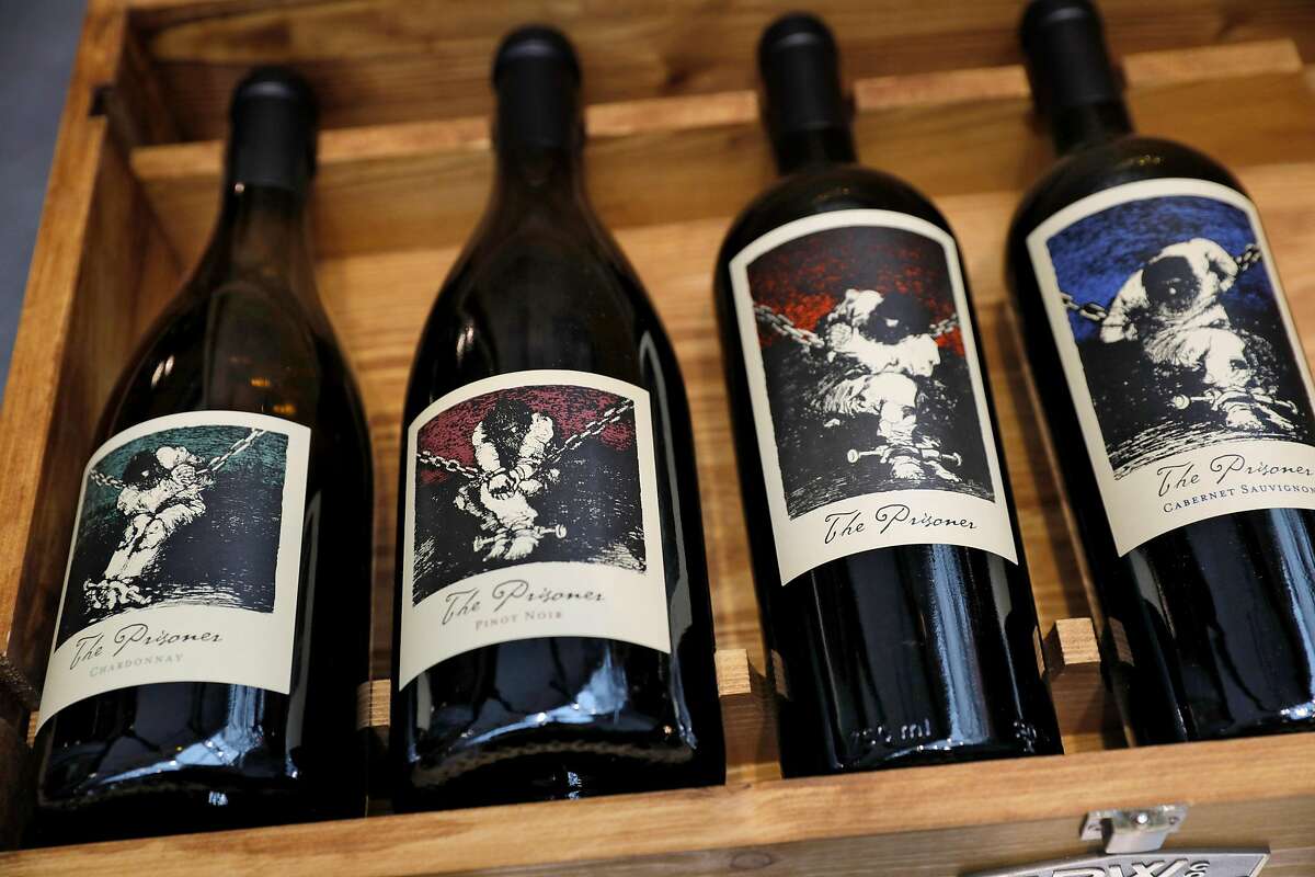 Bottles at the Prisoner Wine Company's tasting room in St. Helena.