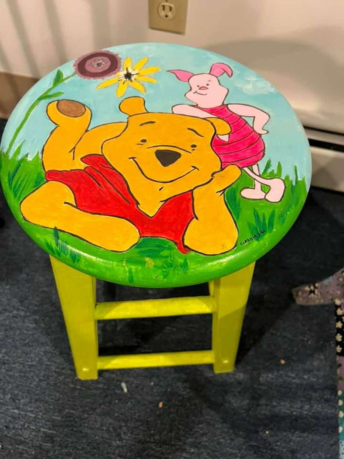A chair made into a work of art to be auctioned at Friendly Hands Food Bank’s upcoming fundraiser, “A Seat at Our Table” Nov. 5.