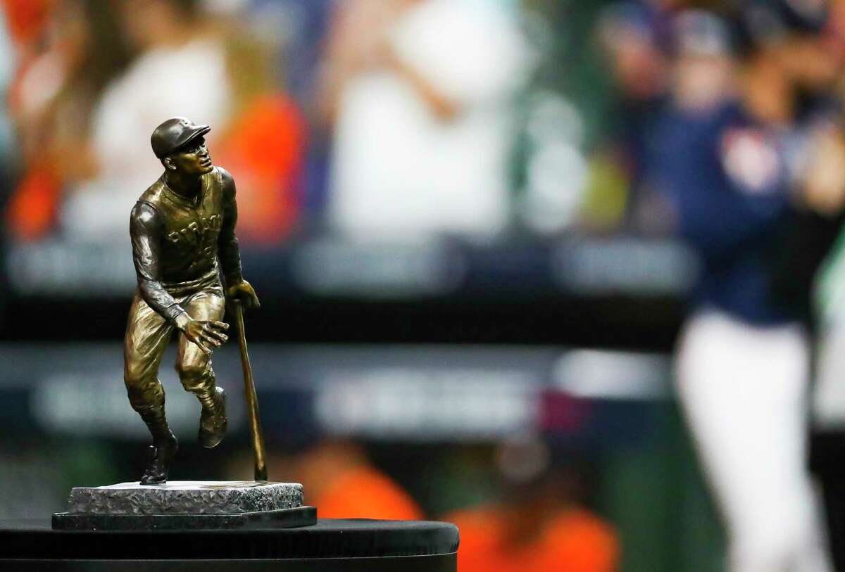The Roberto Clemente award before Game 2 of the World Series on Wednesday, Oct. 27, 2021 at Minute Maid Park in Houston.