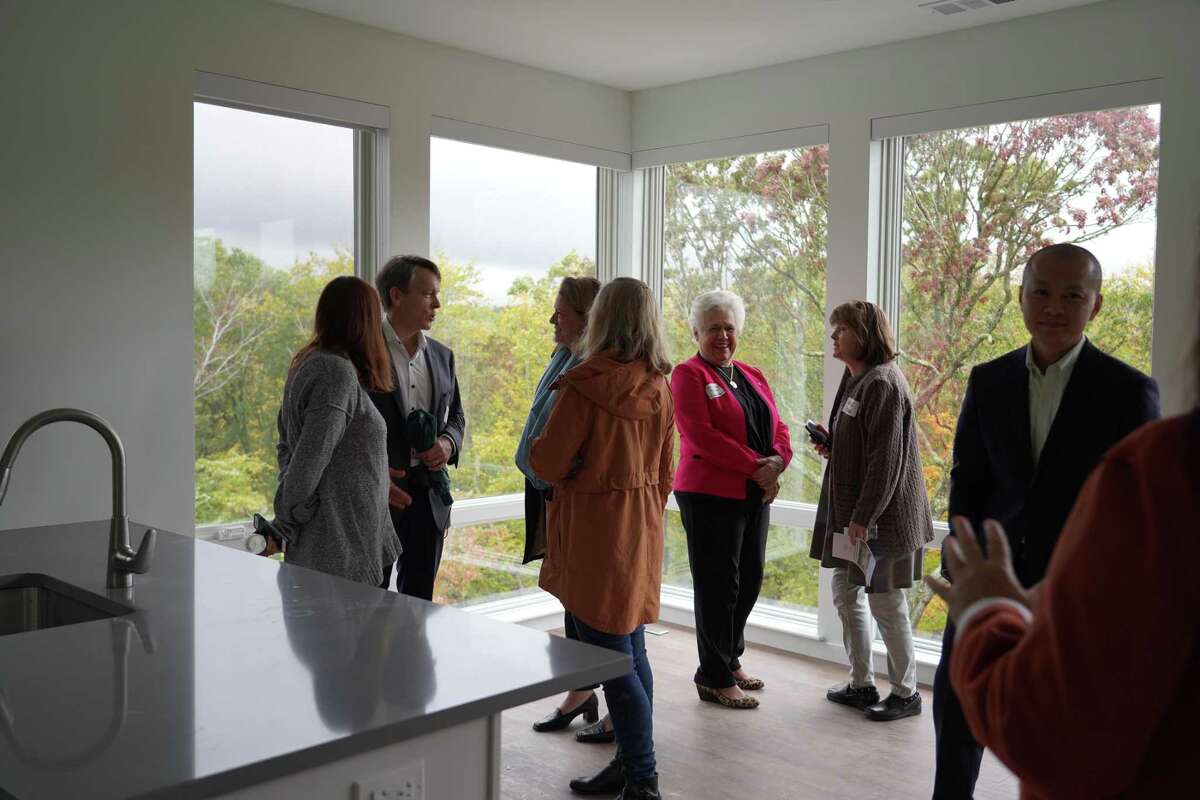 People were able to see inside new affordable housing with one, two and three bedroom apartments  at an event to celebrate its completion on the corner of Route 123 and Lakeview Avenue in New Canaan on Oct. 26. 2021.