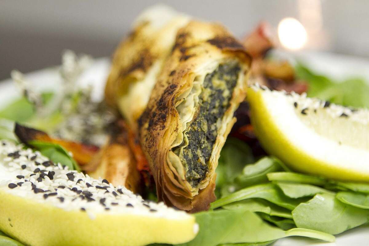 Vegan spanakopita at G-Zen Restaurant in Branford