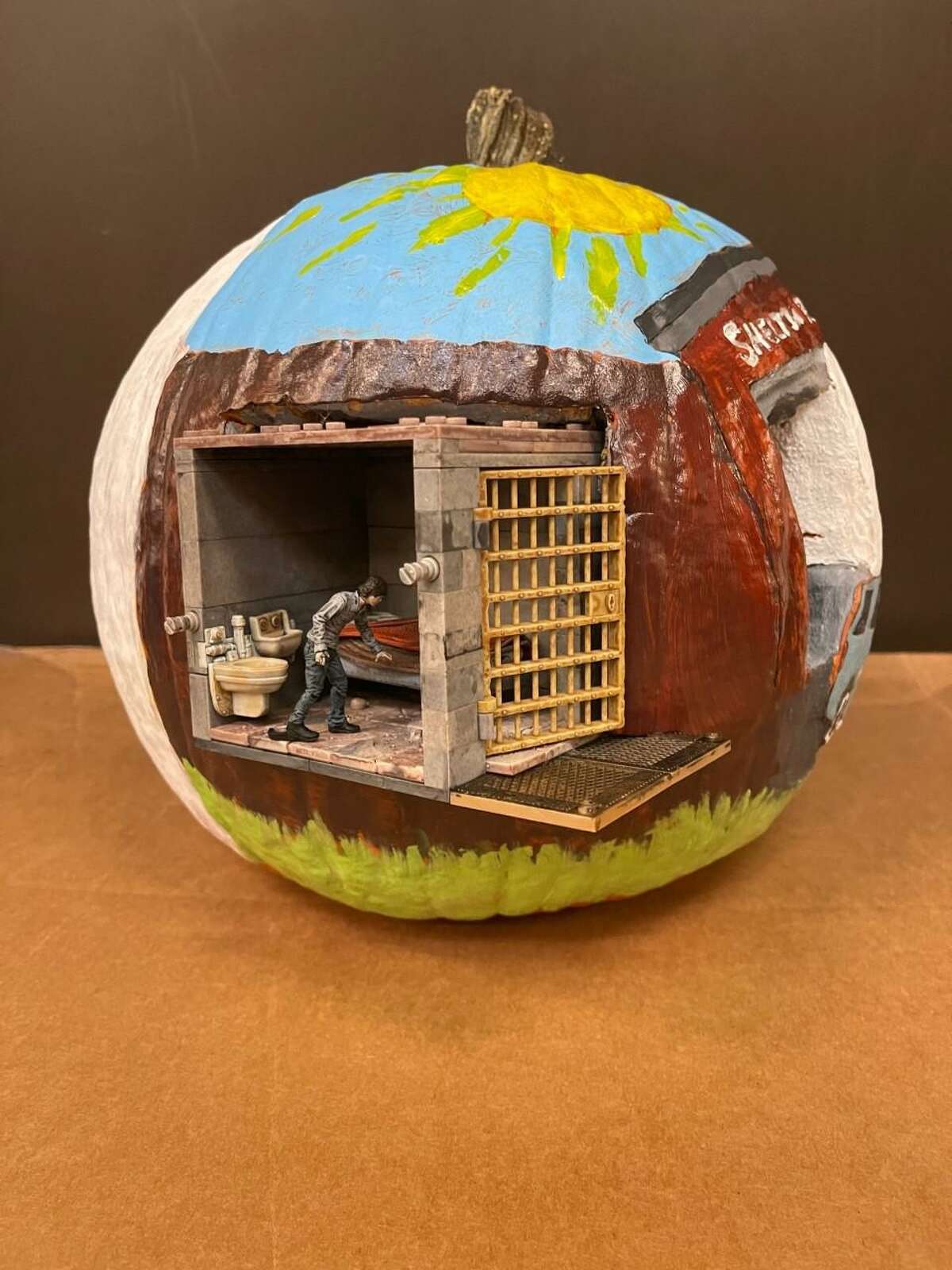 The Shelton Police Department's entry into the Wesley Village Pumpkin Carving Contest. Votes can be cast for the winner through Friday, Oct. 29, 2021.