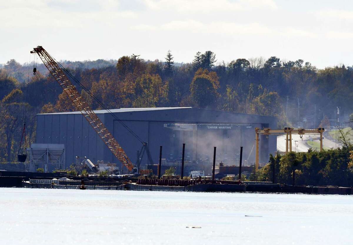 The Port of Coeymans is seen from Schodack Island State Park on Thursday, Oct. 28, 2021, in Schodack, N.Y.