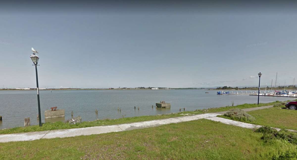 The view along 1 Marina Way in Eureka, near where the fire was reported.