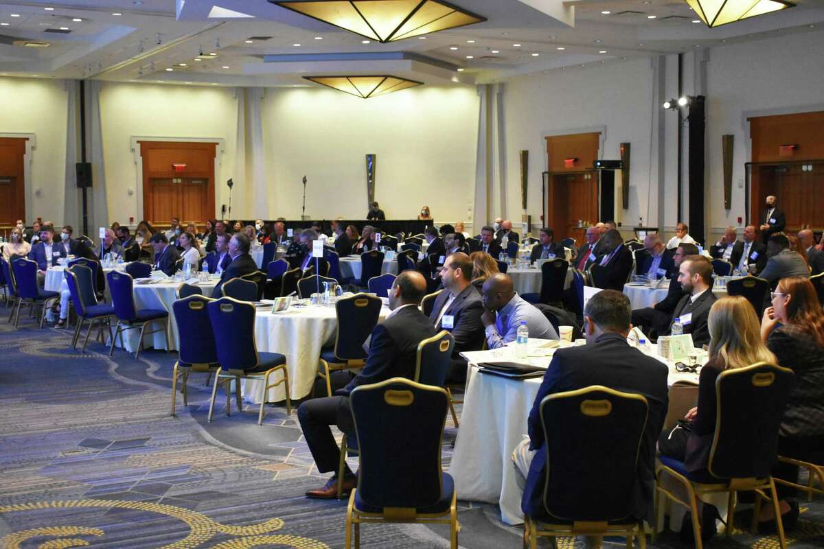 Business owners and executives in September 2021 in Hartford, Conn., during an economic summit hosted by the Connecticut Business & Industry Association. In a CBIA survey, companies cited continued difficulties in hiring qualified workers in Connecticut.