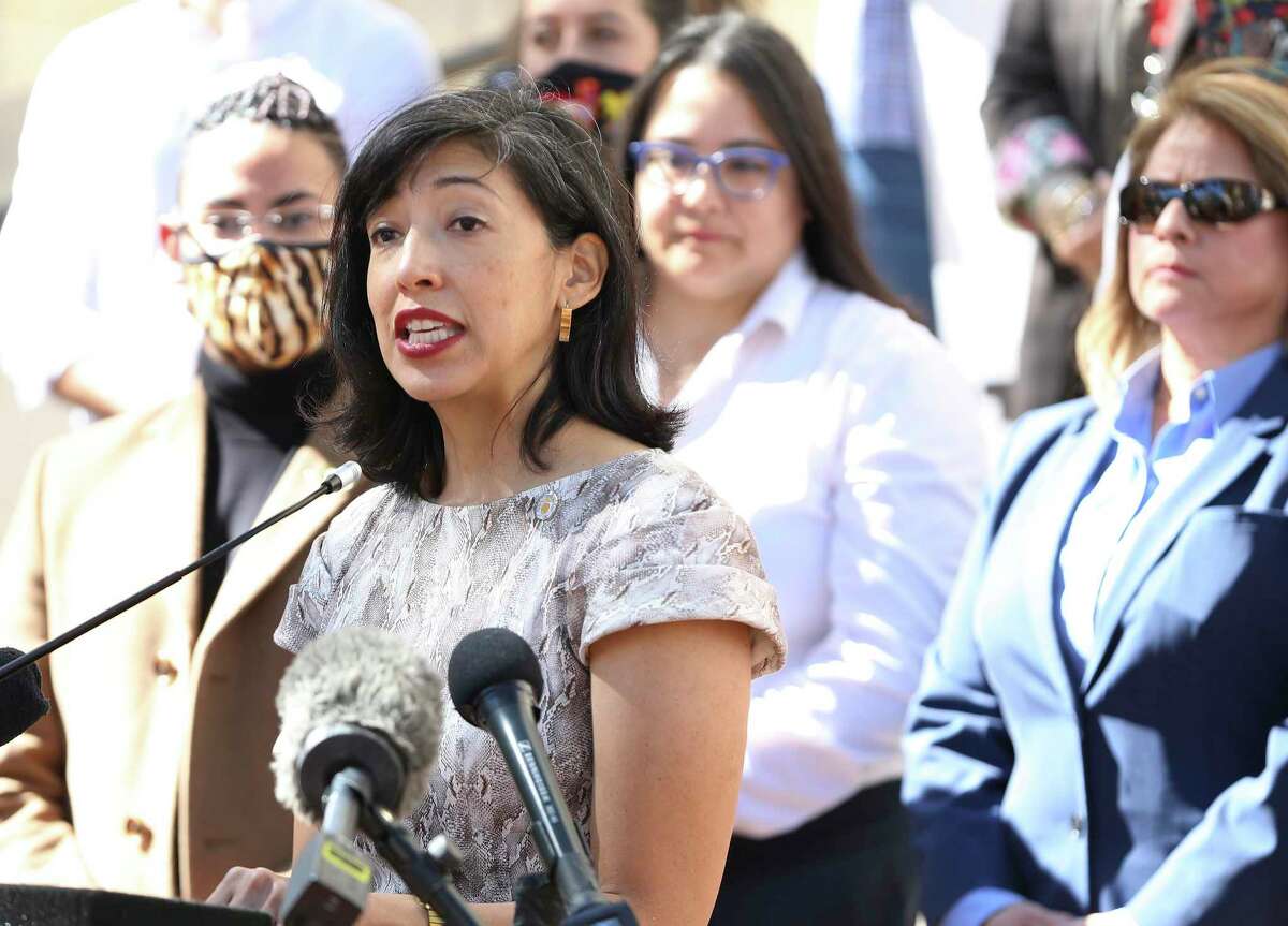 District 7 Councilwoman Ana Sandoval seen in a Oct. 28, 2021, file photo, will be leaving City Council, and potential replacements are already announcing intentions to run for her seat on May 6.