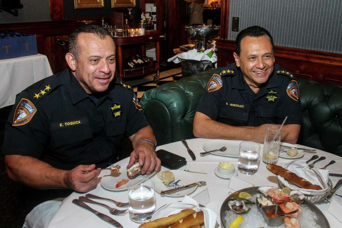 Chief Deputy Edison Toquica, left, and Sheriff Ed Gonzalez at First Responders Day luncheon at Turner's in Houston on October 28, 2021.