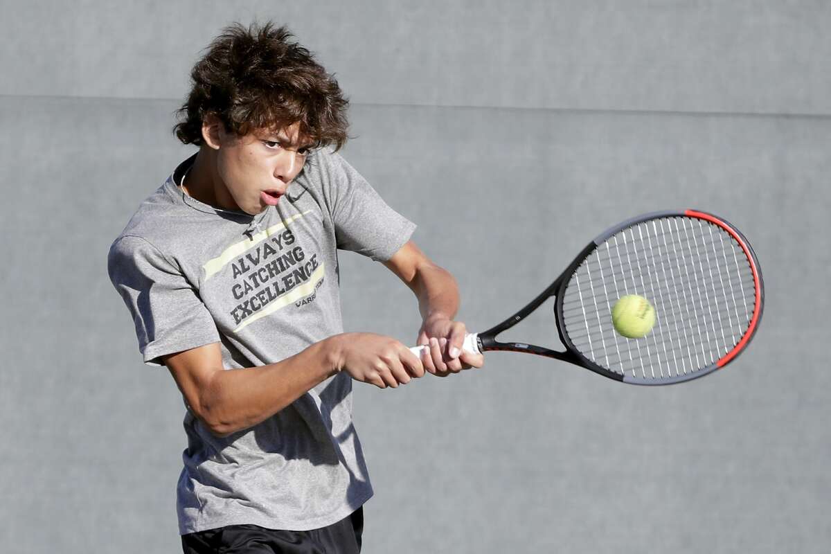 Jordan Katy's Vincent Rivas during the UIL State Team Tennis Class 5A Semifinals match against Highland Park held at Texas A&M Thursday, Oct. 28, 2021 in College Station, TX.