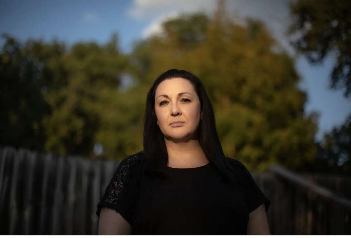 Kendra Joseph, outside her home in San Antonio on Oct. 22, 2021. After several complications trying to have a second child, including one pregnancy that was diagnosed with the life-threatening condition known as Edwards syndrome, Joseph speaks about her experience and how the new near-total ban on abortion is tough on women with difficult pregnancies