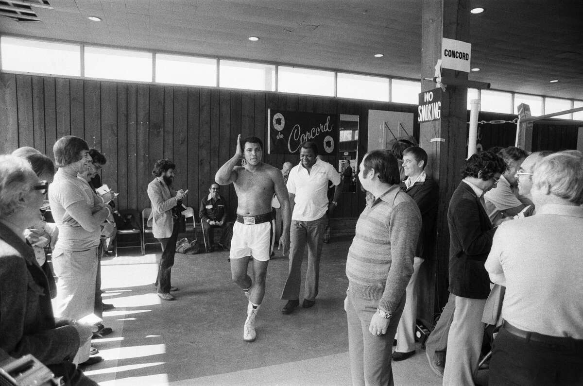 Muhammad Ali at his training camp at the Concord Hotel in Kiamesha Lake in the Catskills on Sept. 20, 1976, ahead of his highly anticipated third bout with Ken Norton.