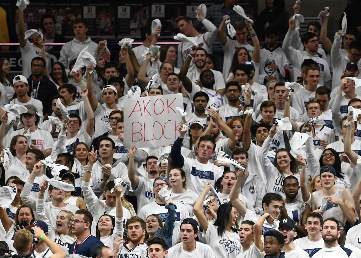 STORRS, CT - NOVEMBER 17: UConn Huskies student section during the game as the Florida Gators take on the UConn Huskies on November 17, 2019, at Gampel Pavilion in Storrs, Connecticut. (Photo by Williams Paul/Icon Sportswire via Getty Images)