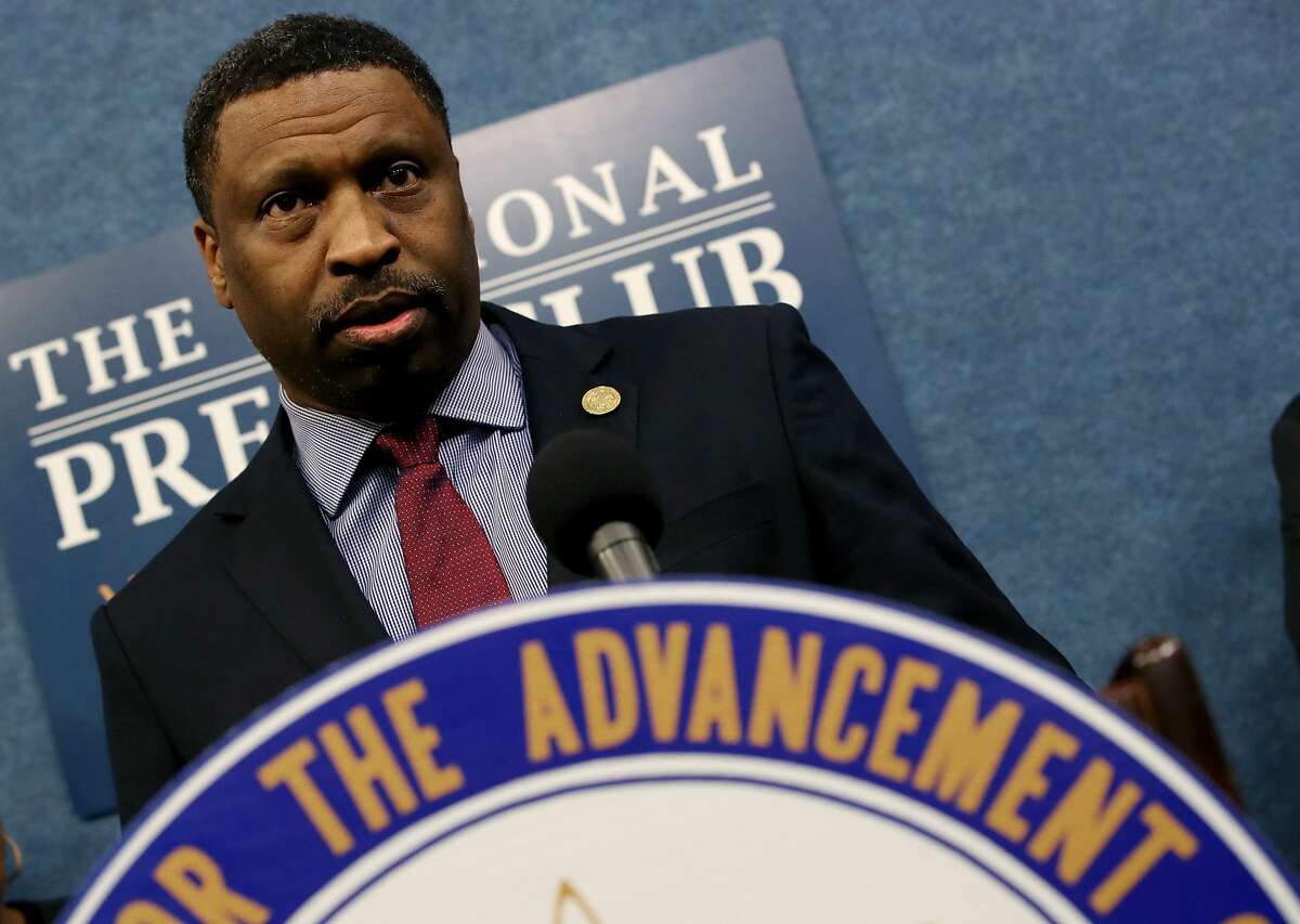 Derrick Johnson, President and CEO of the NAACP, speaks about a lawsuit filed against the Federal Government concerning the threat that the 2020 Census will undercount members of the African American community and other minorities across the nation, at the National Press Club on March 28, 2018 in Washington, DC. 
