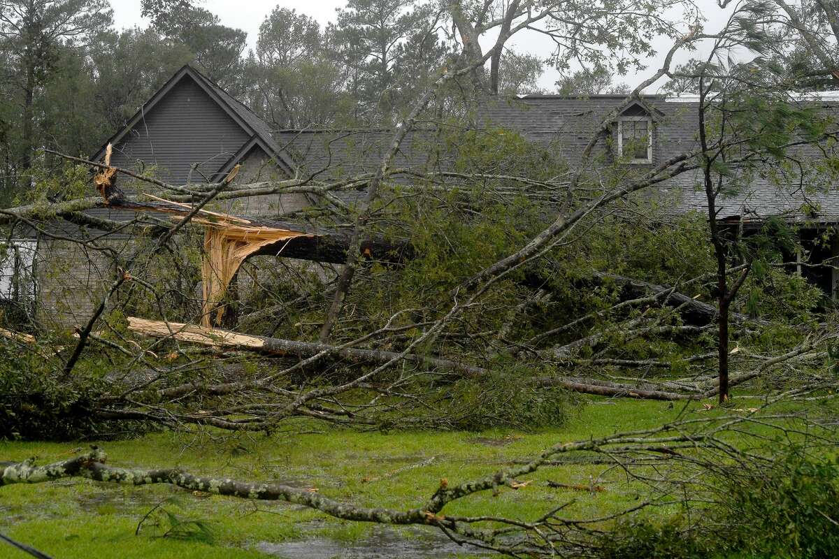 Homes and properties in Orange and Newton Counties were damaged after a powerful tornado ripped through the area amid heavy storms Wednesday. Photo made Wednesday, October 27, 2021 Kim Brent/The Enterprise