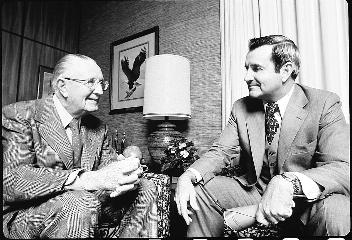 Charles Cheever Jr., then-president of Broadway Bank, right, with his father Charles Cheever Sr. in 1980.